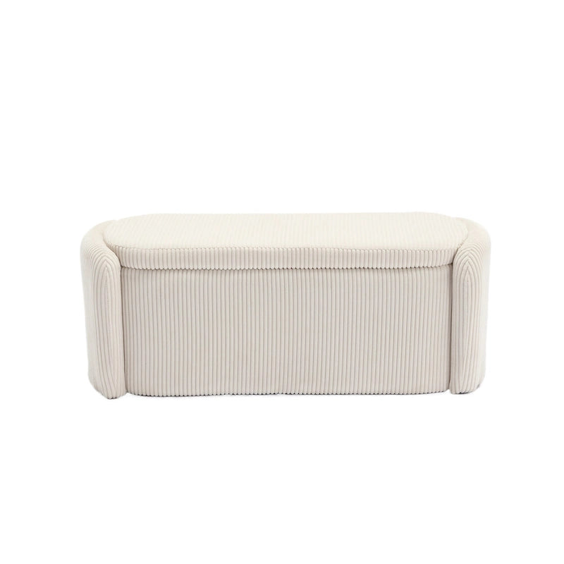 Banc ottoman de rangement en velours côtelé pour salon