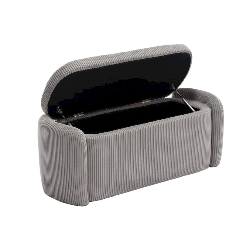 Banc ottoman de rangement en velours côtelé pour salon